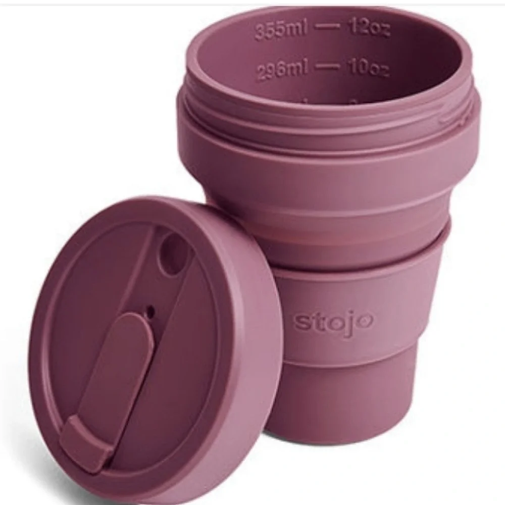 STOJO Collapsible Travel Silicone‎ Cup with 4 Reusable Straws Dusty Rose